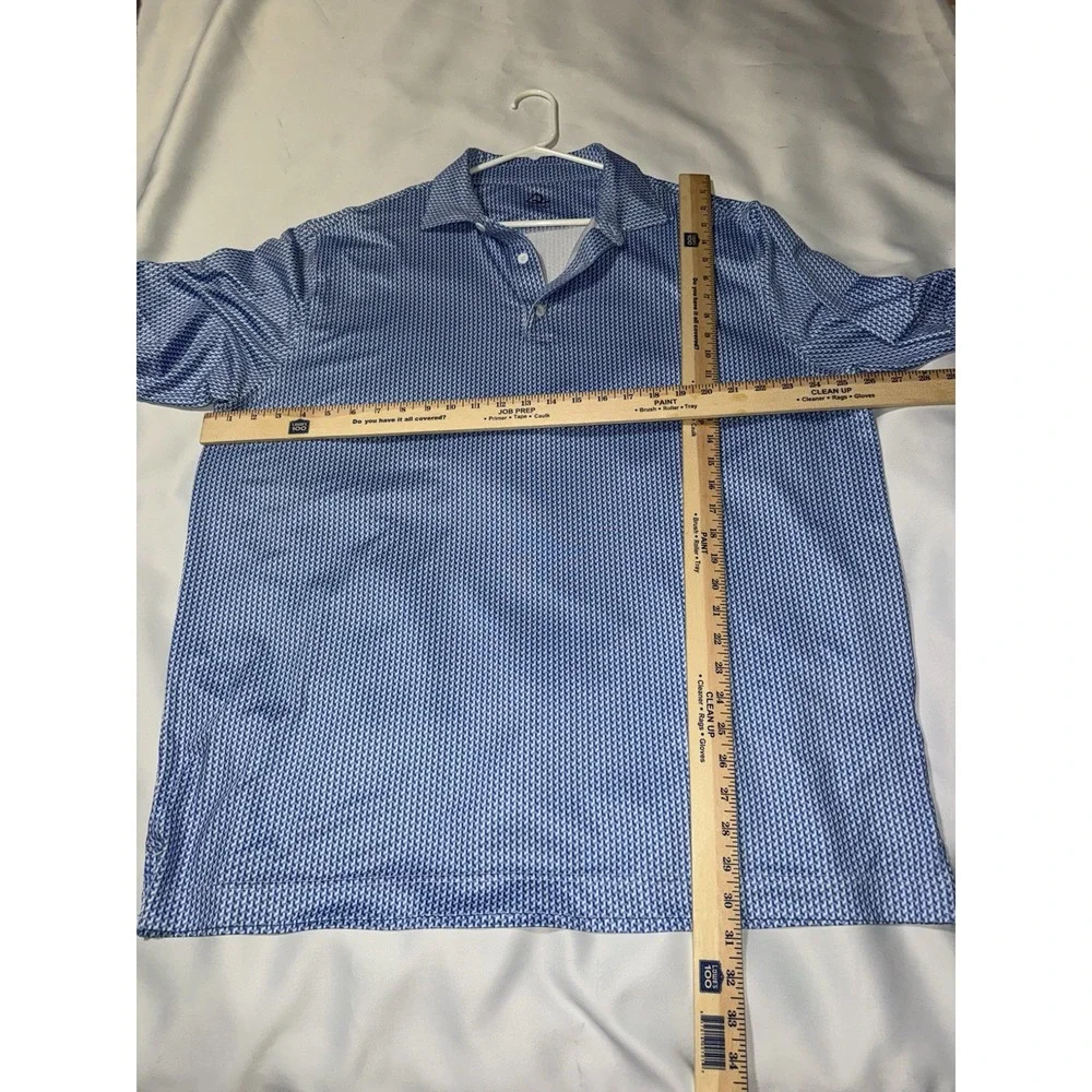 Deolax Polo‎ Shirt Xl Blue  Collar Performance Golf Stretch Geometric Men